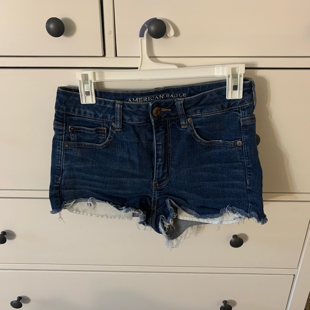 AE high rise shortie Jean shorts